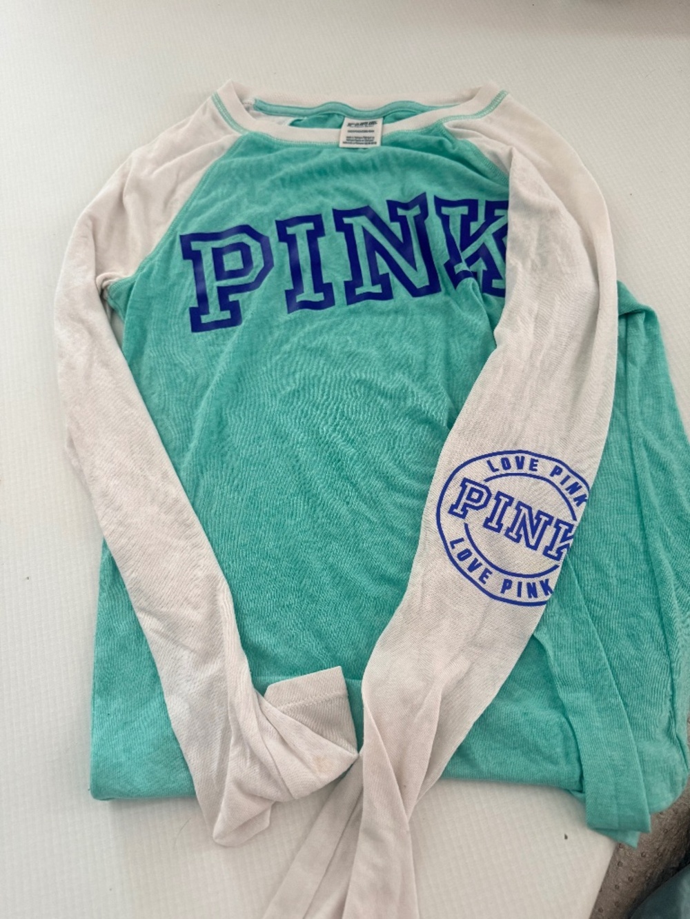 Victoria’s Secret Pink long sleeve mint top size xs